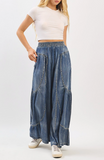 Washed Chambray Tiered Pant