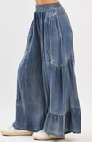 Washed Chambray Tiered Pant