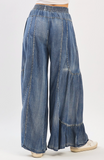 Washed Chambray Tiered Pant