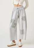 Mineral Wash Crochet Barrel Pant