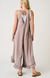 Mineral Wash Ruffle Flare Jumpsuit