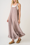 Mineral Wash Ruffle Flare Jumpsuit