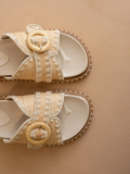 "Sunnie" Raffia Buckle Slide