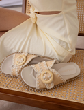 "Sunnie" Raffia Buckle Slide