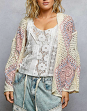 Granny Square Crochet Open Cardigan