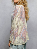 Granny Square Crochet Open Cardigan