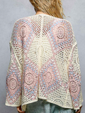 Granny Square Crochet Open Cardigan