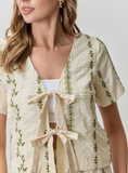 Garden Party Embroidered Tie Top