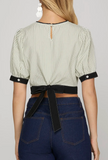 Linen Stripe Crop Blouse