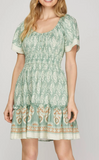 Summer Sage Ruffle Dress