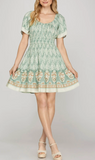 Summer Sage Ruffle Dress