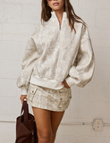 Comfy Camo Zip Up Pullover