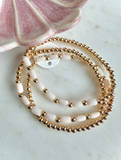 Blush Bead + Gold Bracelet