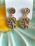 Gold Hammered Drop Earring