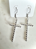 Silver Cross Drop Earring