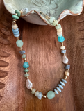 Marbled Bead Pearl Necklace