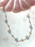 Sky Blue Beaded Flower Necklace