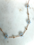 Sky Blue Beaded Flower Necklace