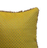 Woven Fabric Jacquard Brocade Pillow W Velvetback & Bullion Fringe
