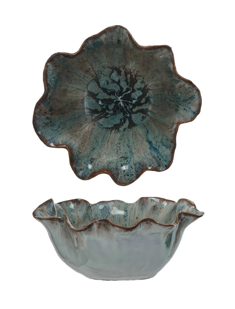 5.75" X 2.5" Stoneware Ruffled Bowl