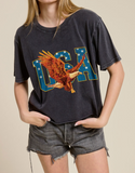Usa Puff Vintage Eagle Faux Crop Tee