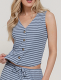 Stripped Rib Button Tank