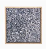 Fields of Blue Wood Framed Floating Canvas