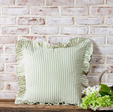 20" Sage Stripe Ruffle Pillow