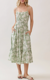 Floral Smocked Waist Tiered Maxi
