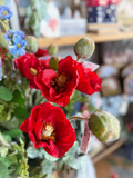 31" Red Poppy Spray
