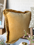 20" Cotton Velvet Ruffle Pillow - Mustard