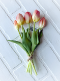 10" Real Touch Tulip Bouquet - Coral