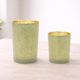 Leafy Greens Glass Candle Holder
