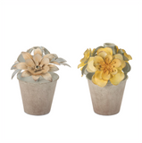 7" Potted Floral Iron Candle Holder
