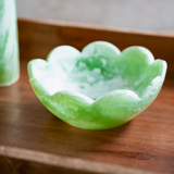 6" Marble Green Scallop Bowl