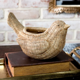 Resin Basket Weave Bird Pot