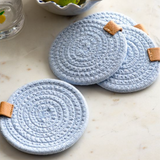 Set of (4) Round Cloud Blue Coasters