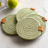 Set of (4) Round Celadon Green Coasters