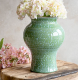 9" Green Glazed Bubble Vase