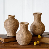 6.5" Natural Weave Stoneware Vases