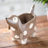 8" Brown Dog Planter