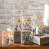3.5" Dried Floral Leaf Glass