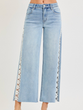 Risen High Rise Flower Lace Wide Leg