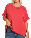 Curvy Ribbed Cuff Sleeve Tee