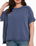 Curvy Ribbed Cuff Sleeve Tee