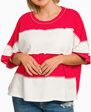 Curvy French Terry Color Block Tee