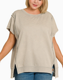 Curvy Acid Washed Hi-low Tee