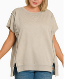 Curvy Acid Washed Hi-low Tee