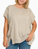 Curvy Acid Washed Hi-low Tee