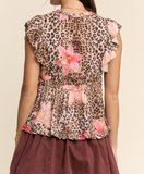 Curvy Leopard + Floral Blouse